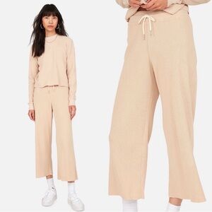 MATE the Label Beige Wide-Leg Ribbed Lounge Pants